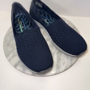Skechers Classic Fit Air Cooled Memory Foam Slips On Navy 49481 Women Sz 9.5